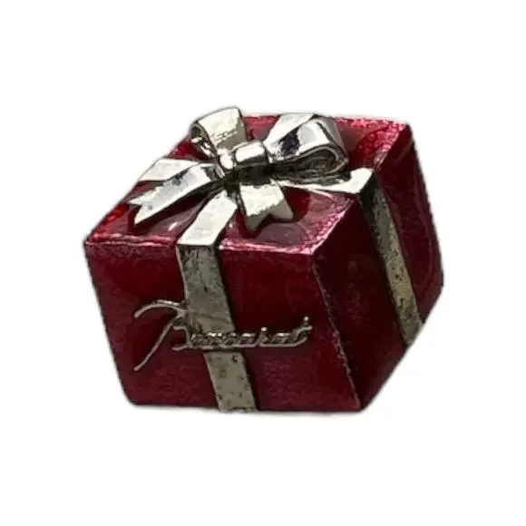 Baccarat Red Enamel Christmas Gift Box Pin Vintage - Picture 2 of 6